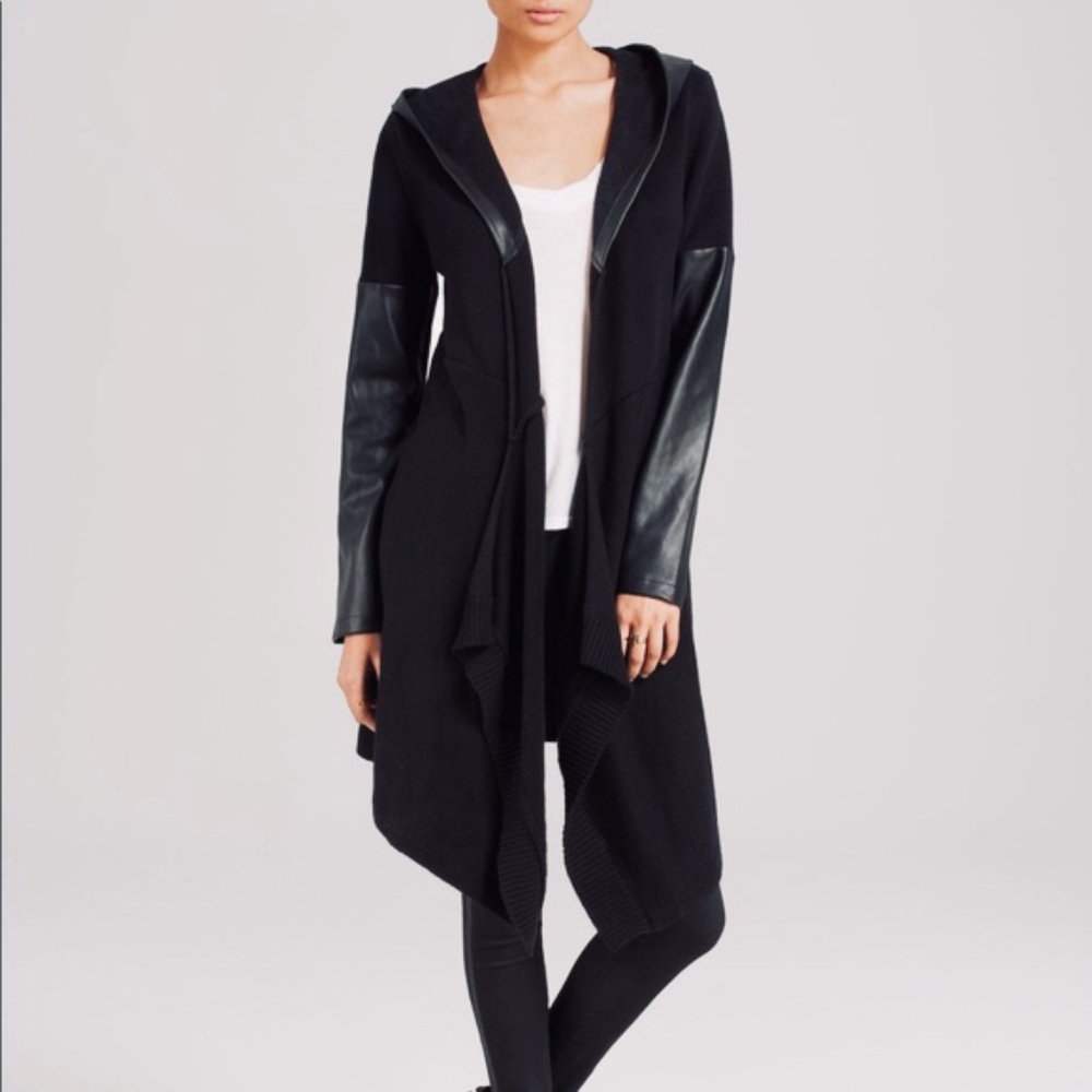 BLANKNYC- Faux leather hooded cardigan/jacket
